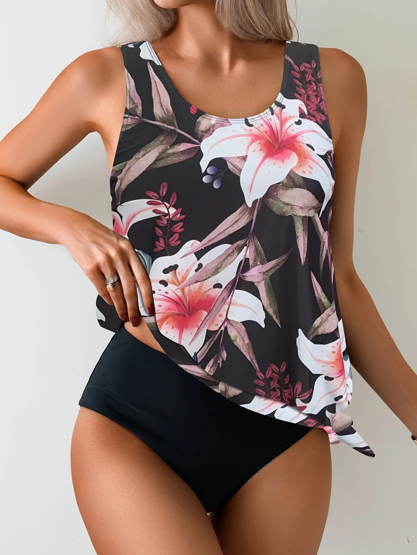 

Two Piece Swimsuit Modest Coverage Vest Suits2026 Women's Printed Tankini Set with Racerback Top Tummy Control Swimwear Summer