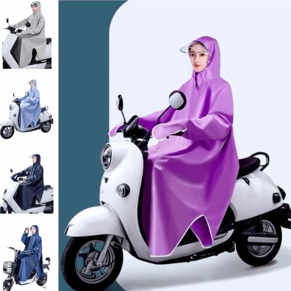 Unisex Waterproof Rain Poncho Sleeve Design Hooded Electric Bike Raincoat Windproof Full Body Coverage Riding Raincoat Household