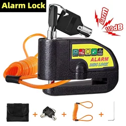 Motorcycle Bicycle Alarm Lock Scooter Bike Anti Theft Security Disc Brake Locks 110dB Loud Warning Reminder Rope Wheel Padlock