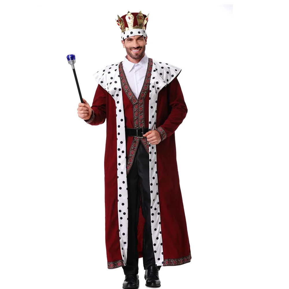زي الملك الروماني من العصور الوسطى للرجال، ملابس أداء مسرحي للبالغين، زي تقليدي عرقي لعروض الكريسماس