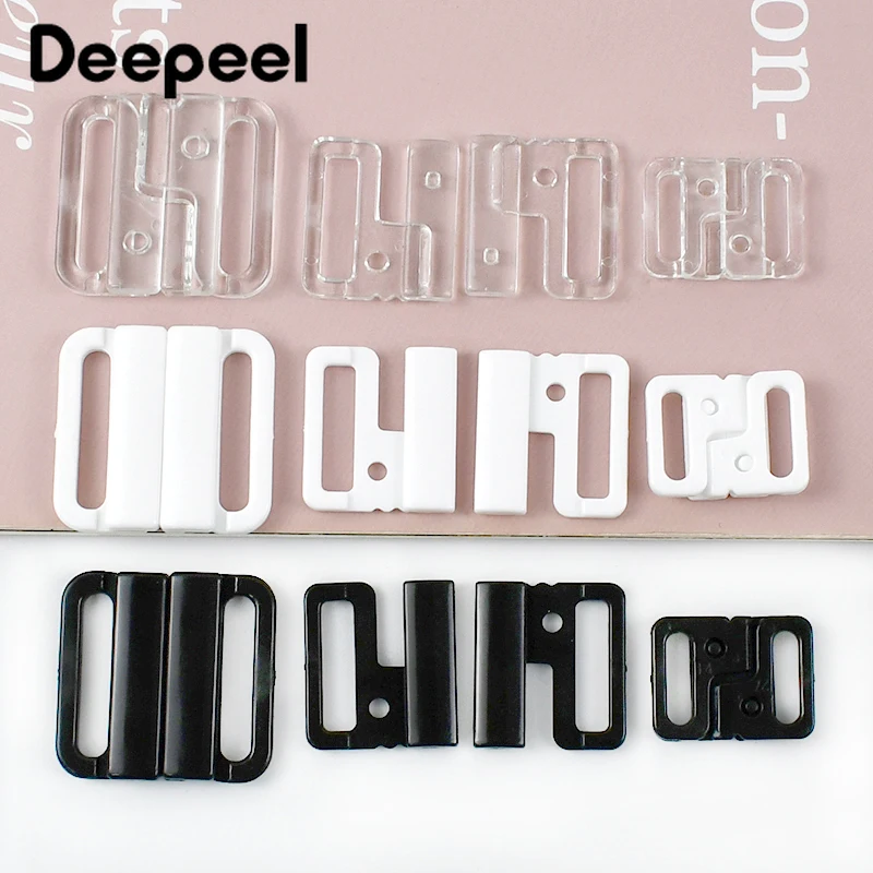 10/20/30Sets Deepeel 10-25mm Plastic Bra Buckles Bikini Adjuster Snap Button Swimwear Closure Clasp Underwear Strap Accessories