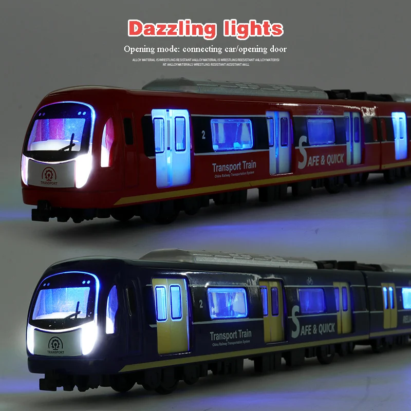 Alloy Subway Toy Simulation Metal Train Model Sound And Light Backmotion Car Track Toy Children Boys Educational Gift