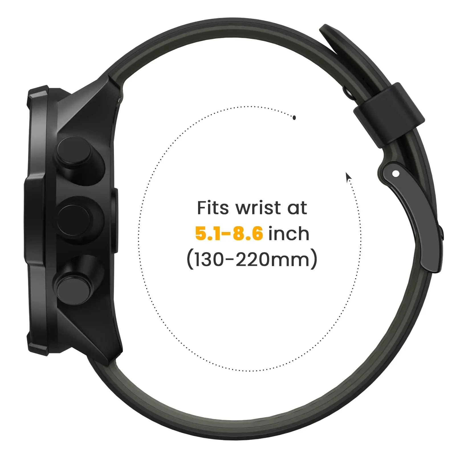 حزام ساعة 24 ملم لـ Suunto 9/9 Baro/Suunto 7، سوار بديل من السيليكون الرياضي للمعصم الرياضي Suunto Spartan HR/Baro