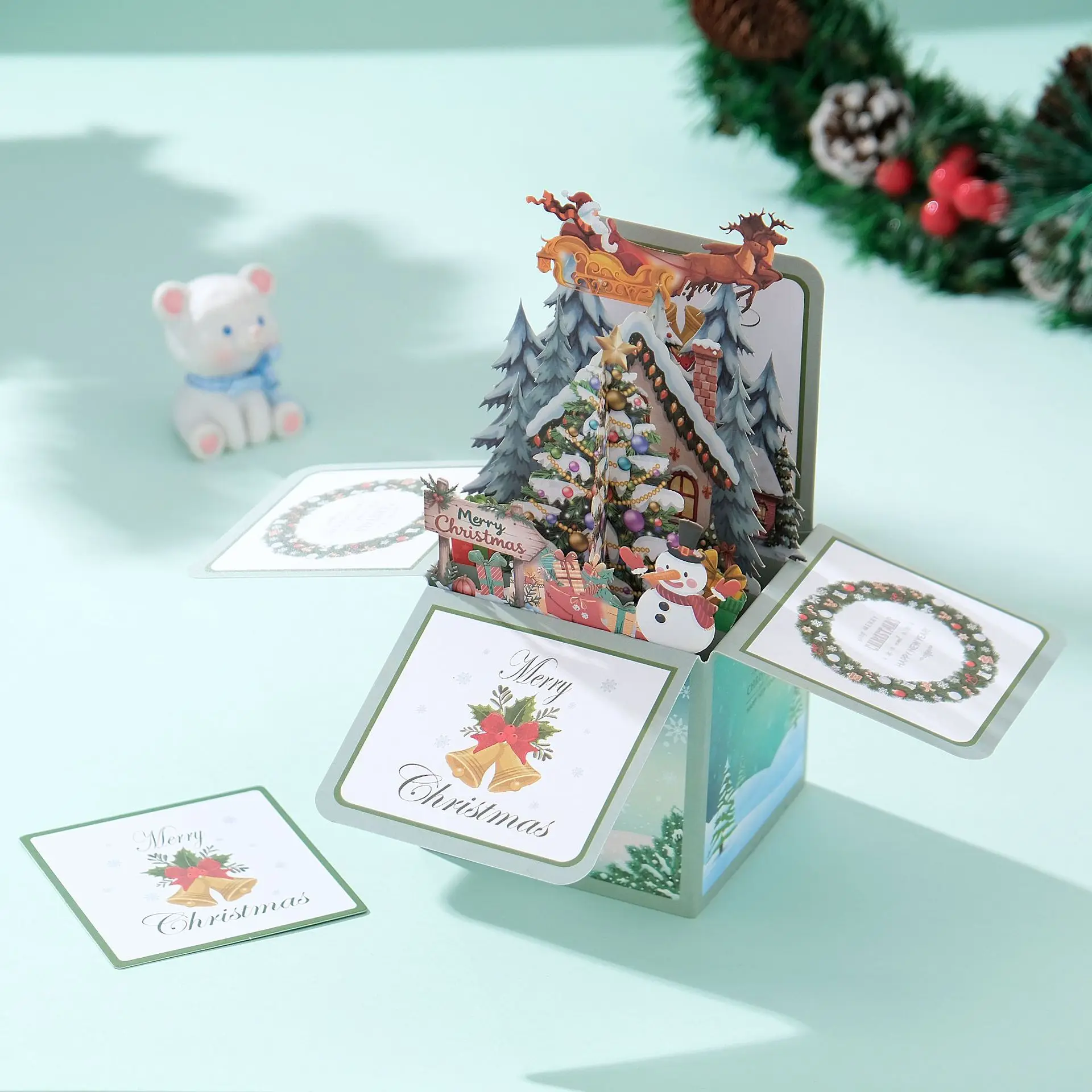 

1Pcs Christmas Greeting Cards Ins Style Cute Christmas Gift Small Card Handwritten Blessing Postcard Christmas Tree