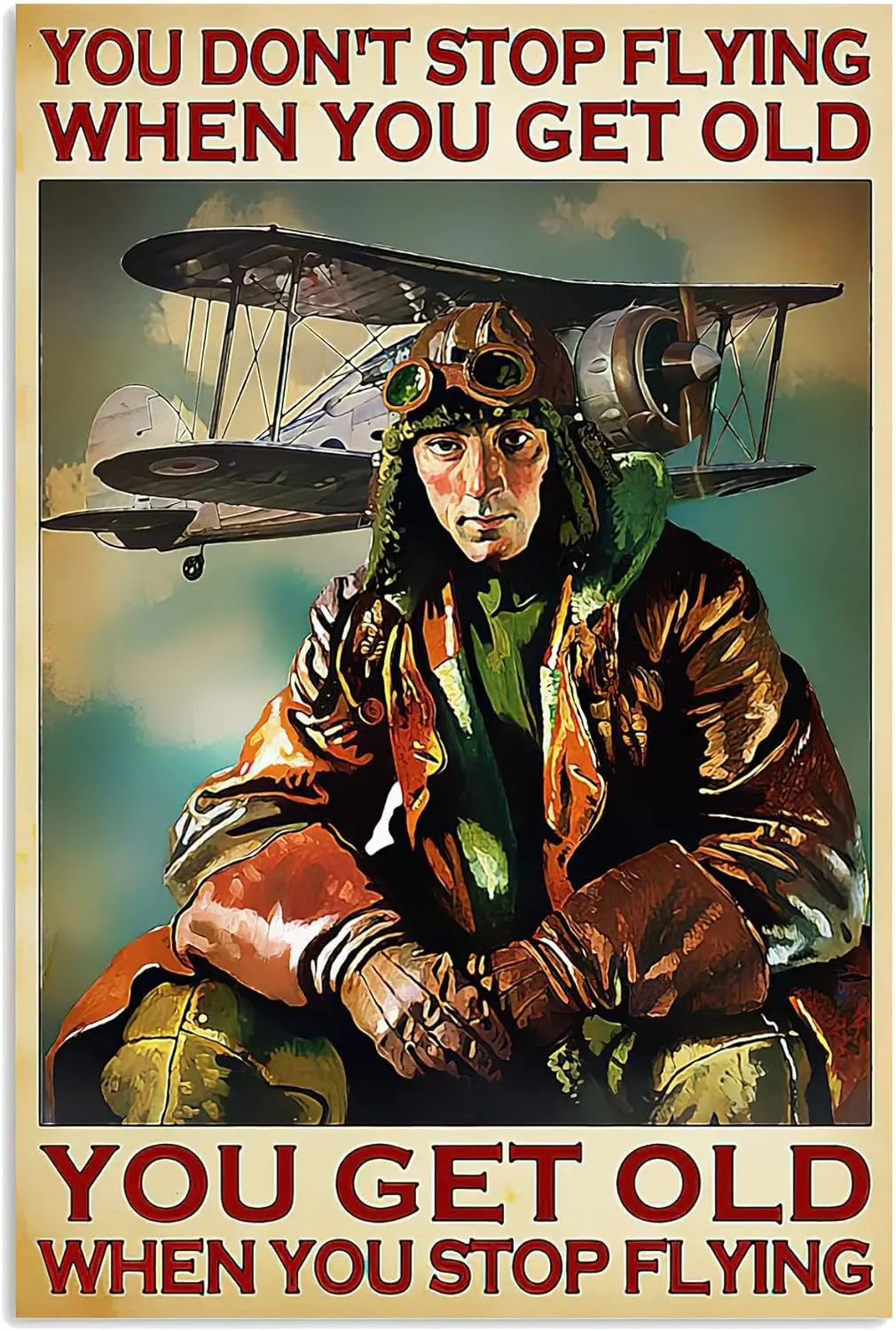Pilot You Get Old When Stop Flying Vertical Poster Vintage Gift Aviation Metal /
