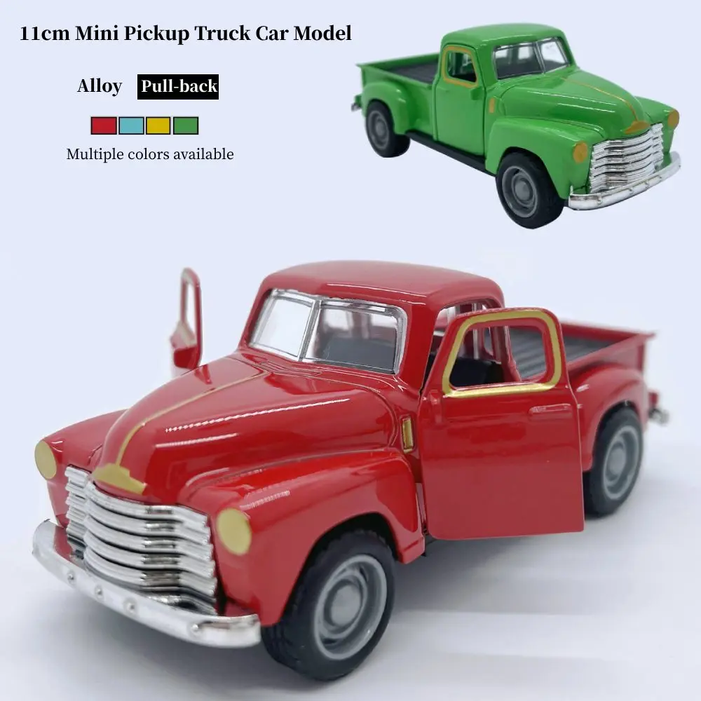 11cm Mini Red Classic Pickup Truck Car Model Toys Collection Simulation Alloy Pull-back Diecast Vehicle Ctue Boys Christmas Gift