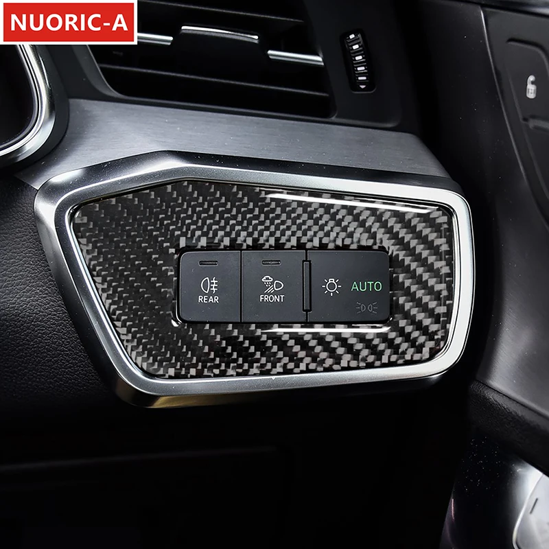 

Для Audi A6 C8 A7 2019-22 углеродное волокно, центральная консоль автомобиля, панель управления фарами, декоративная рамка, наклейка, аксессуары для интерьера