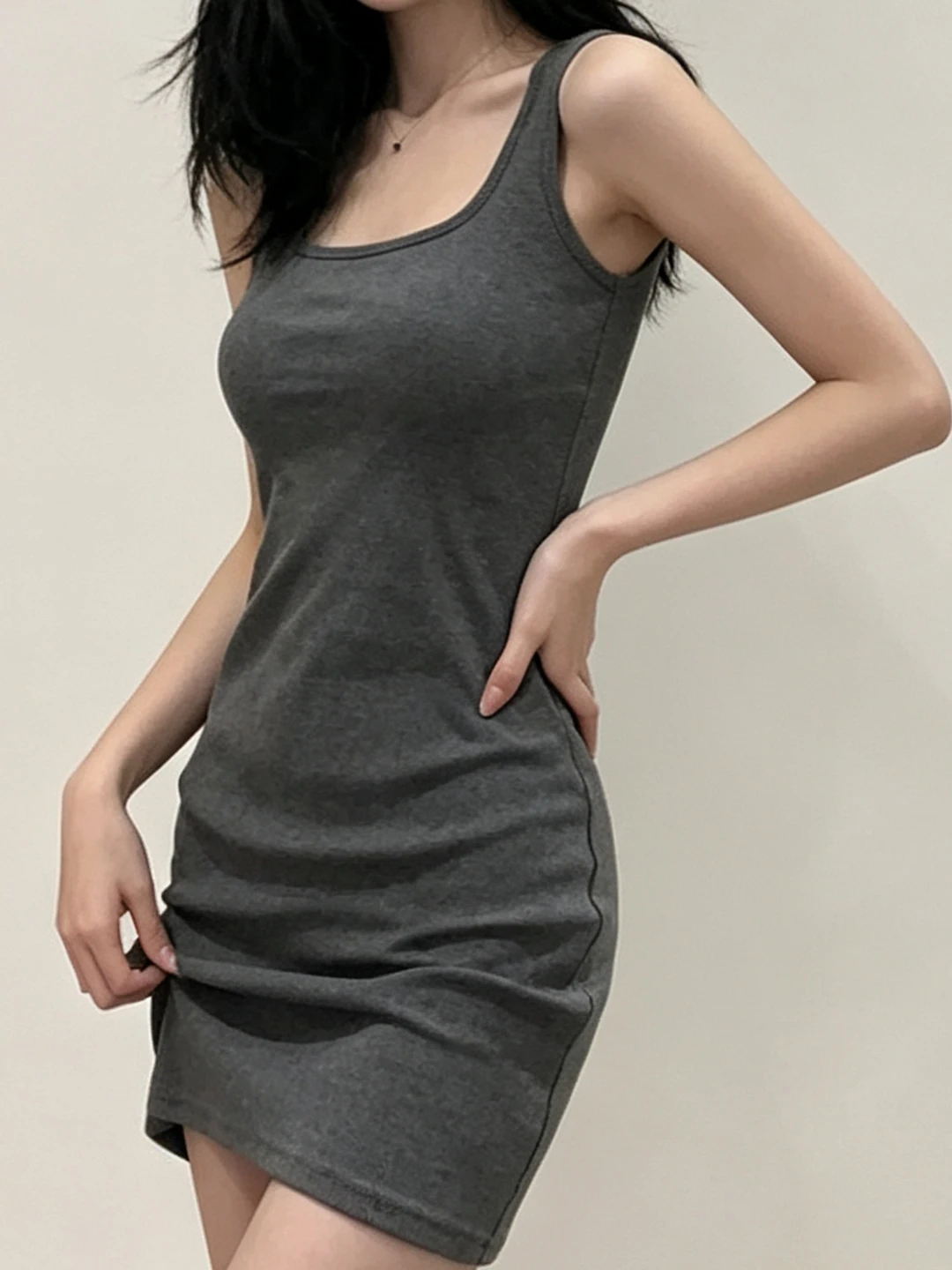 Sexy Strap Design Unique  Dress Women's Summer Tight Fit  Skirt Small Size Vest Base Dress Commute Style Casual Scene