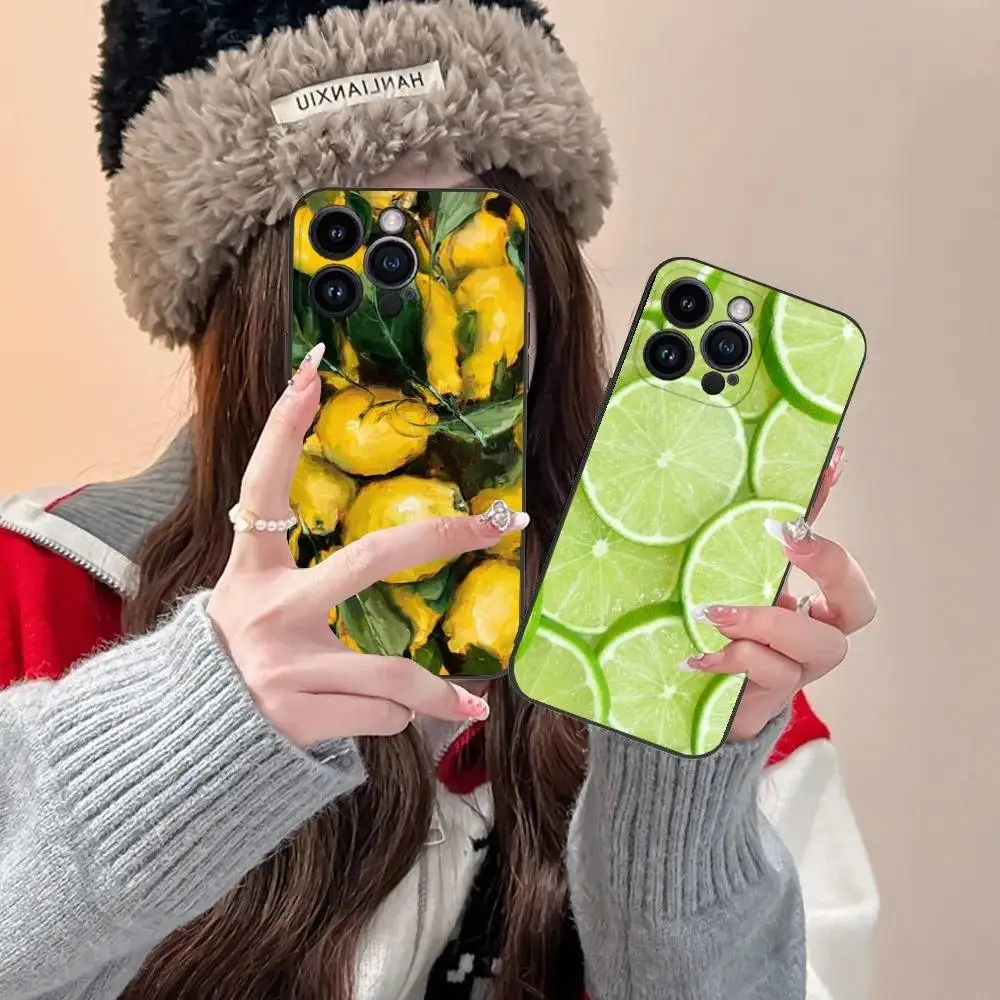 

I-Interesting lemon Phone Case For iPhone 16,15,14,13,12,11,Pro,XS,Max,XR,Plus,E,SE4,Mini Black Fashion Cover