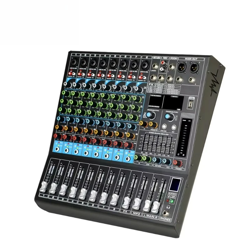 

GAX-GL8 8 Channel Mixer Console Audio Professional Karaoke Dj Controller/audio Console Mixer With USB