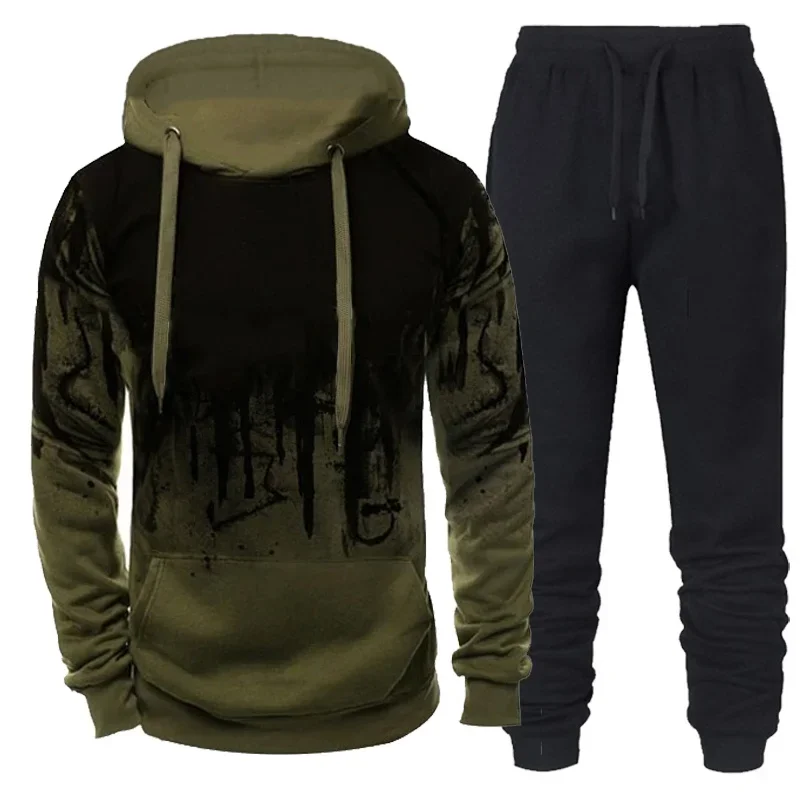 Spring Autumn Men's Trending Tracksuits Men Camouflage Hoodie + Pant 2 Piece Set Sports Wear 3d Ink Jogging Suits Hoodies Sets view 5