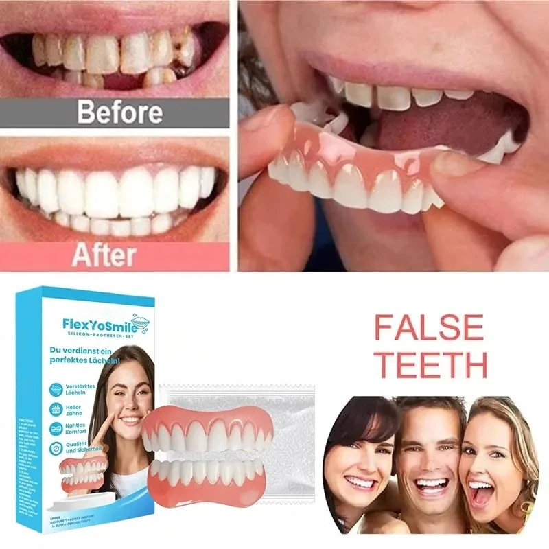 Kit in silicone Protesi Fodere in silicone Kit per protesi morbida Kit per protesi morbida Denti Set superiore e inferiore Facile da usare Cura dei denti