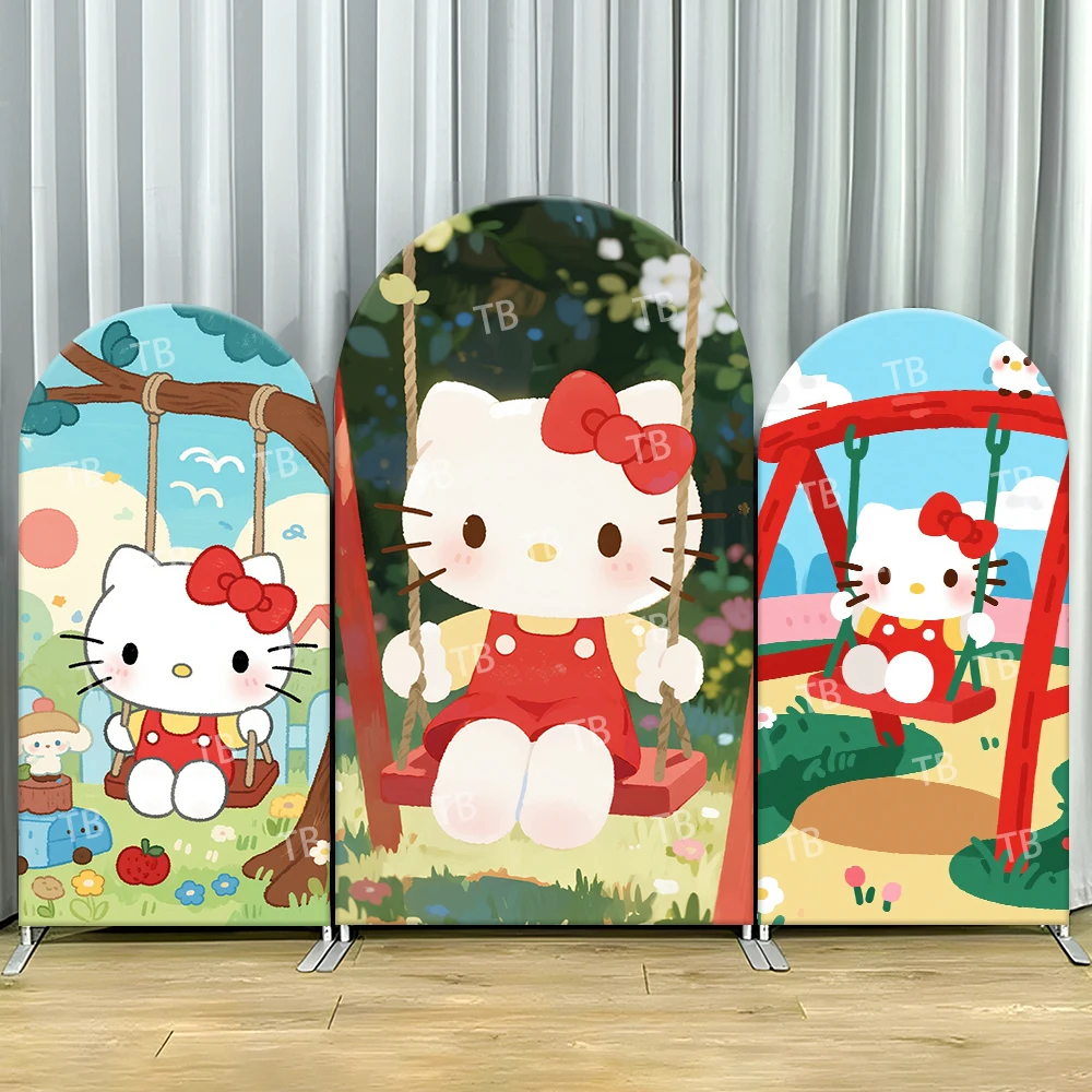 

Hello Kitty Backdrop Cover Kids Party Decoration Photo Booth Props & Festive Background Supplies for Children Outdoor Fun Events