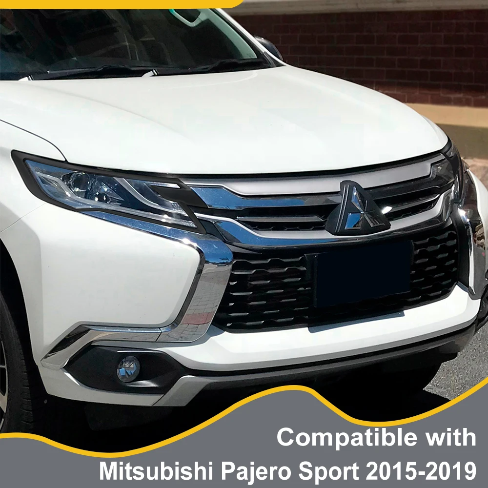 Headlight Tail Light Covers for Mitsubishi Pajero Sport 2015-2019 Montero Sport  ABS Matte Black Lamp Hoods Exterior Accessories