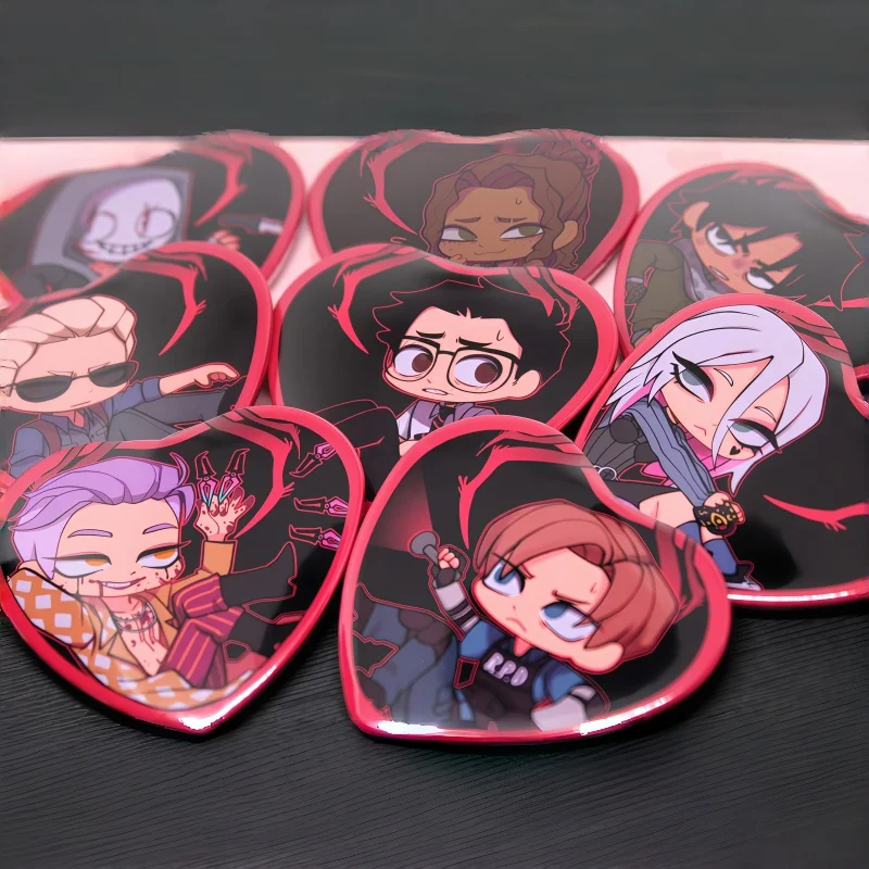 DeadbyDaylight x Resi dent Evil Heart Button Pins Obsession Series Dwight Jake Leon Horror Game Brooch Fans Collect Gift