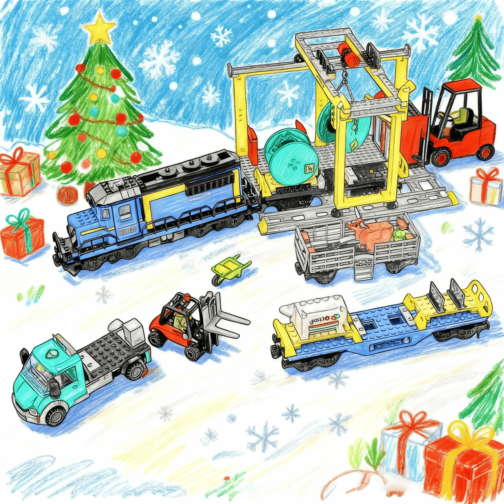 

Christmas gift, home decoration, blue train building shape, educational, mechanical assembly, children's puzzle toys, boys' buil