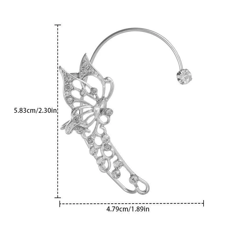 Manchette d'oreille papillon elfe sans piercing pour femme, boucles d'oreilles clip, bijoux d'oreille élégants