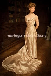 Silk Stain History Fashion Wedding Dress with Jacket Cape Crimson Peak Costume Strapless Fantasy Elven Bridal Gown customsized