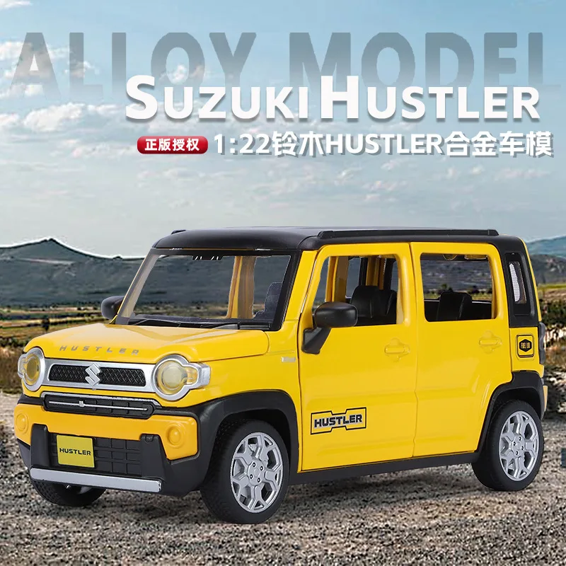 1:22 Suzuki Hustler Toy Car Diecast Miniature Model Sport Sound & Light Educational Collection Gift For Kids