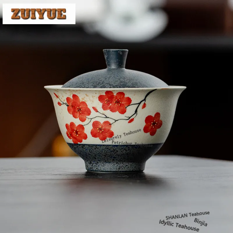 

120 мл ручная роспись Gaiwan Aesthetic Tea Tureen, чайная чаша с крышкой, набор чайника, крышка, миска, коллекция чайных предметов