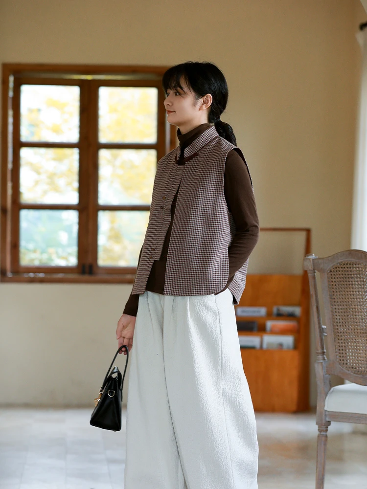 

Новая женская свободная льняная жилетка на одной пуговице, художественная, стильная, модная, с узором под кожу аллигатора