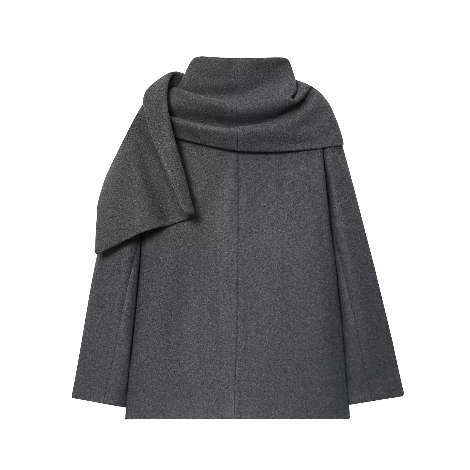 BSAY Damska kurtka z długim rękawem, zapinana na jeden guzik, z kołnierzem szalowym, krótka, nowość na zimę 2025, dwustronna kurtka wełniana