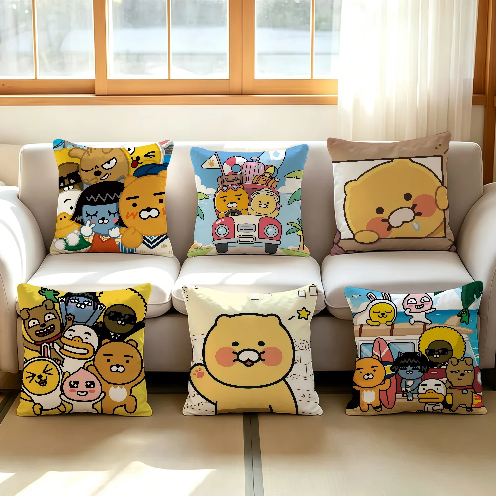 Cartoon K-KAKAO F-FRIENDS cushion cover Comfortable Decorative For Bedroom Living room Dormitory Picnic and Holiday Decoration