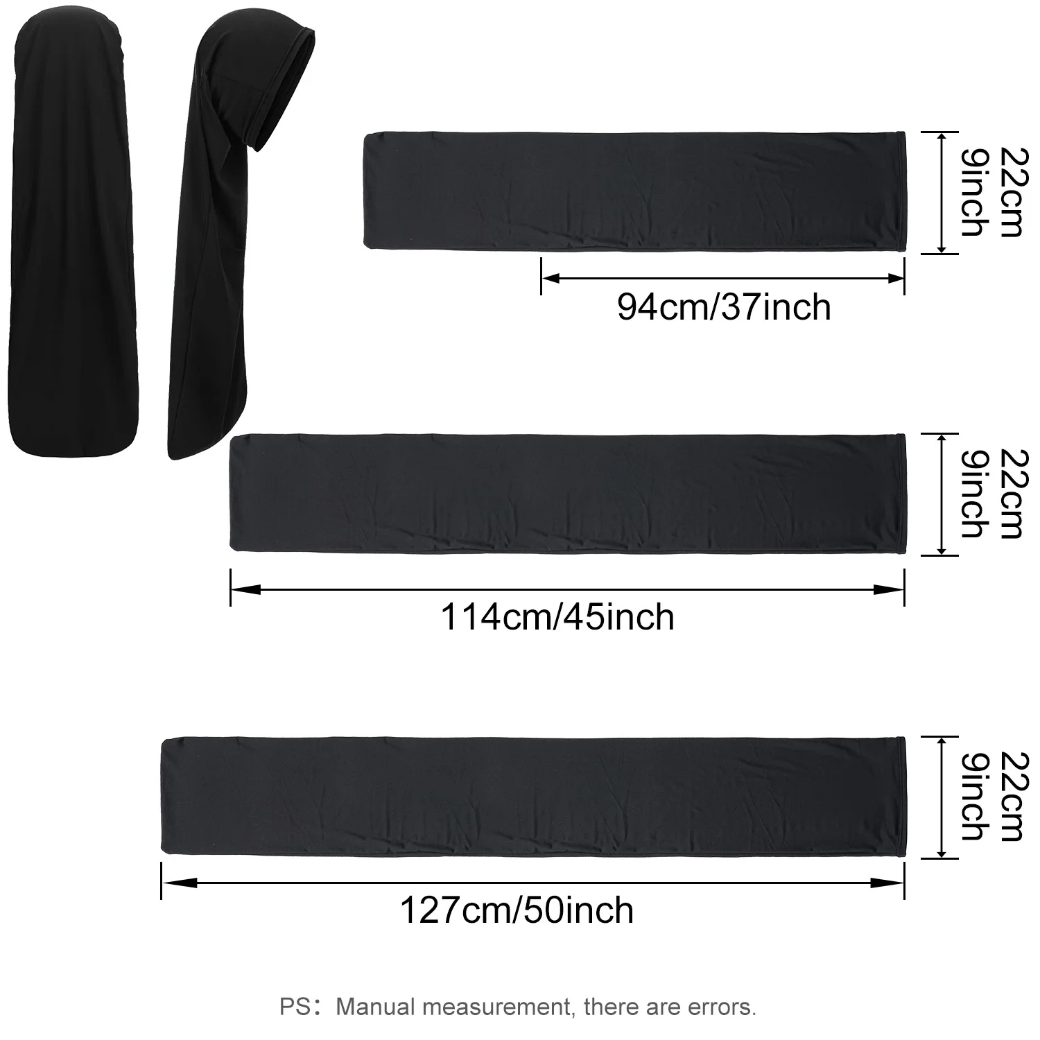 Unisex, schwarz, lange Haarschutzhaube, atmungsaktive, elastische Hauben, Nachtmützen für Damen und Herren, Schlafhauben aus Polyester. – Detail 3