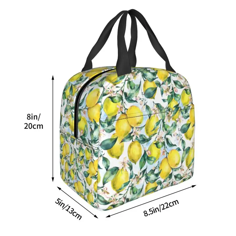 Bolsa de almuerzo con aislamiento de limón para mujer y niño, fiambrera térmica impermeable, contenedor de alimentos, bolsas de mano, fruta Tropical, Verano