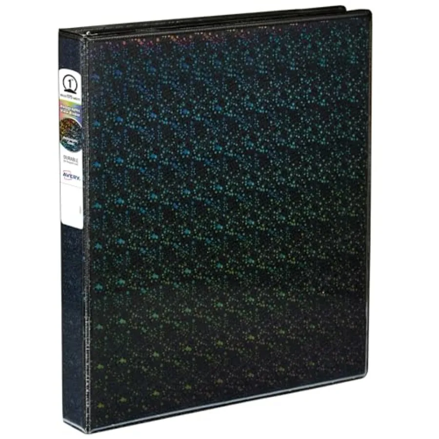 

Luxe Collection Durable Holographic 3 Ring Binder, Customizable View Cover, 1 Inch Round Rings, 1 Holographic Binder