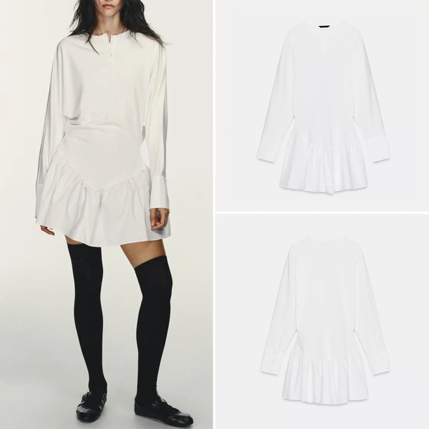 

Модная однотонная женская одежда с рукавами «летучая мышь» и юбкой А-силуэта, новинка 2025 года, с дизайнерскими вставками