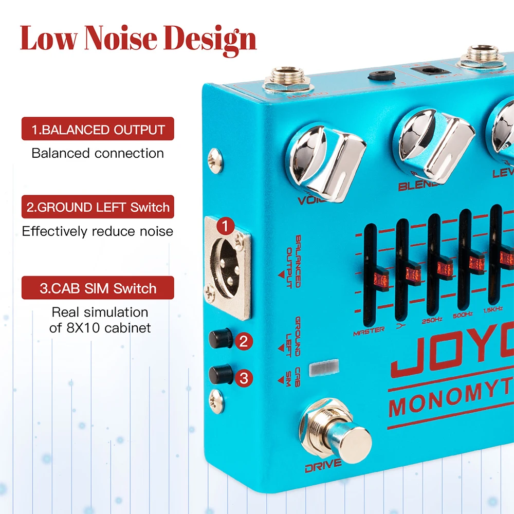 JOYO R-26 MONOMYTH Bass Preamp Pedal Independent Overdrive Channel with Treble & Gain Boost Built-in Cab Simulation view 3