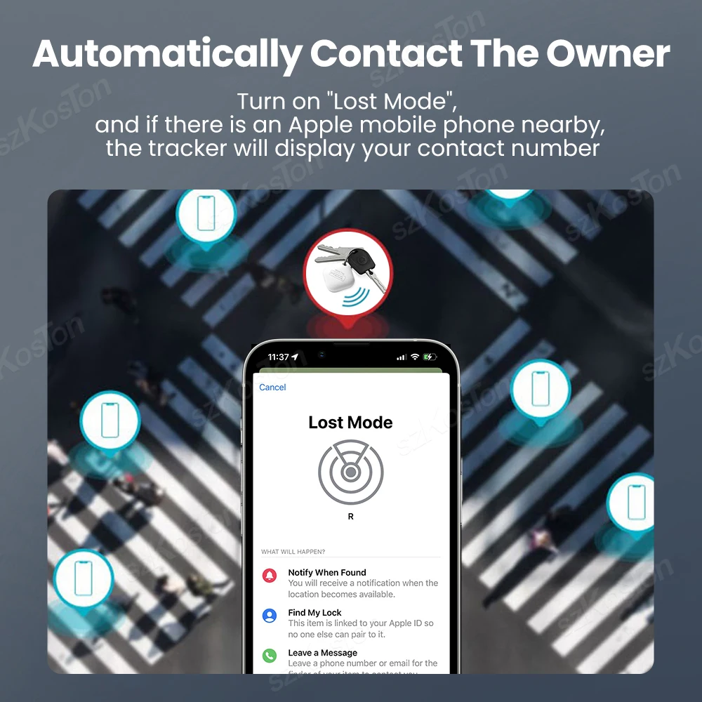 جهاز تتبع ذكي بنظام تحديد المواقع مزود بتقنية البلوتوث مع حبل يعمل مع Apple Find My APP ITag جهاز تحديد موقع تذكير لمفتاح السيارة ومكتشف الأمتعة