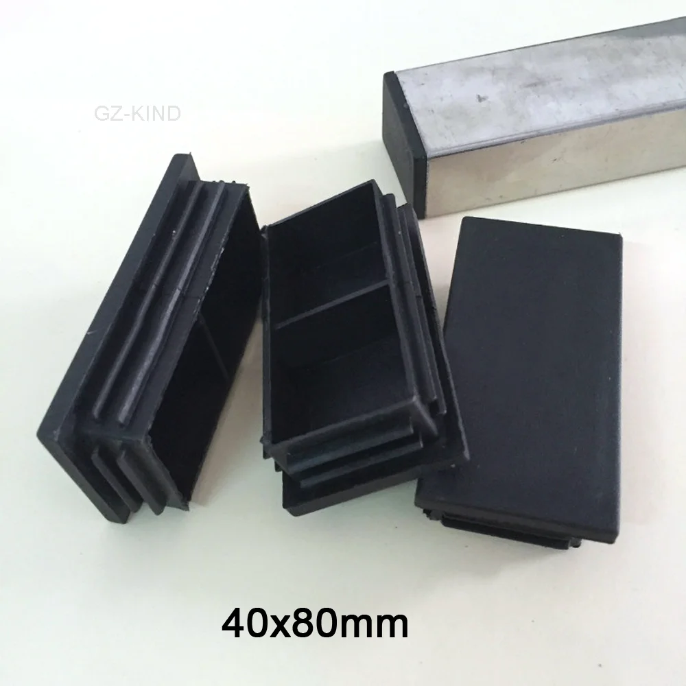 2/4/8Pcs 40X80Mm Plastic Zwarte Blanking Einddop Doppen Buis Pijp Inzetstukken Stop Stalen Been Stopfen