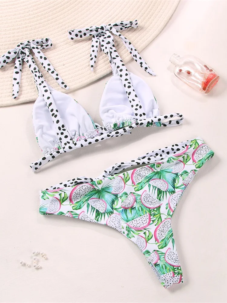 Miyouj 프린트 수영복 여성용, 섹시한 비키니, 붕대 수영복, 로우 웨이스트 비치웨어, 투피스 수트, 삼각형 비치웨어, 2024 비키니