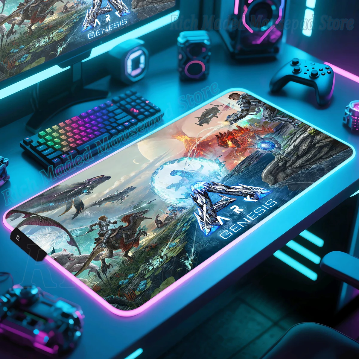 

Игровой коврик для мыши ARK Survival Evolved RGB коврик для мыши игровой настольный коврик геймер компьютер расширенные настольные аксессуары коврик коврик для мыши с динозавром