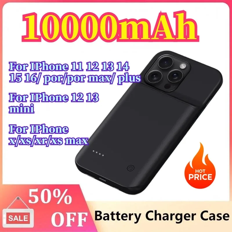 

10000mAh Battery Charger Case for IPhone X XS XR Charging Case for IPhone 11 12 13 14 15 16 Pro Max Plus Power Bank Cover