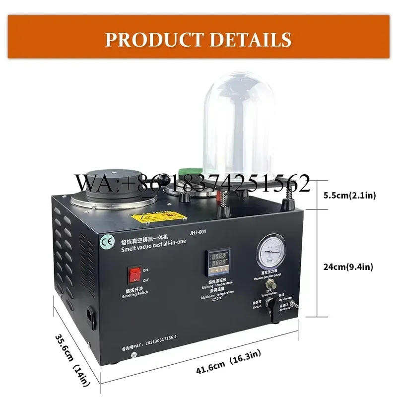 Wmwmnu for Cast Vacuum and Melting Digital Display High Temperature Refining Precious Metal Jewelry Casting Tool