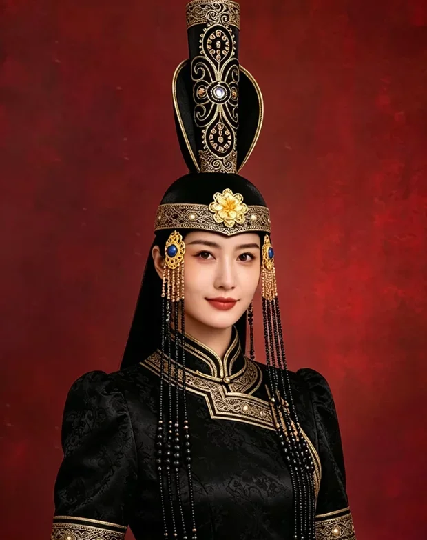 Chinese Mongolian Woman Hat Queen Cap Ancient Stage