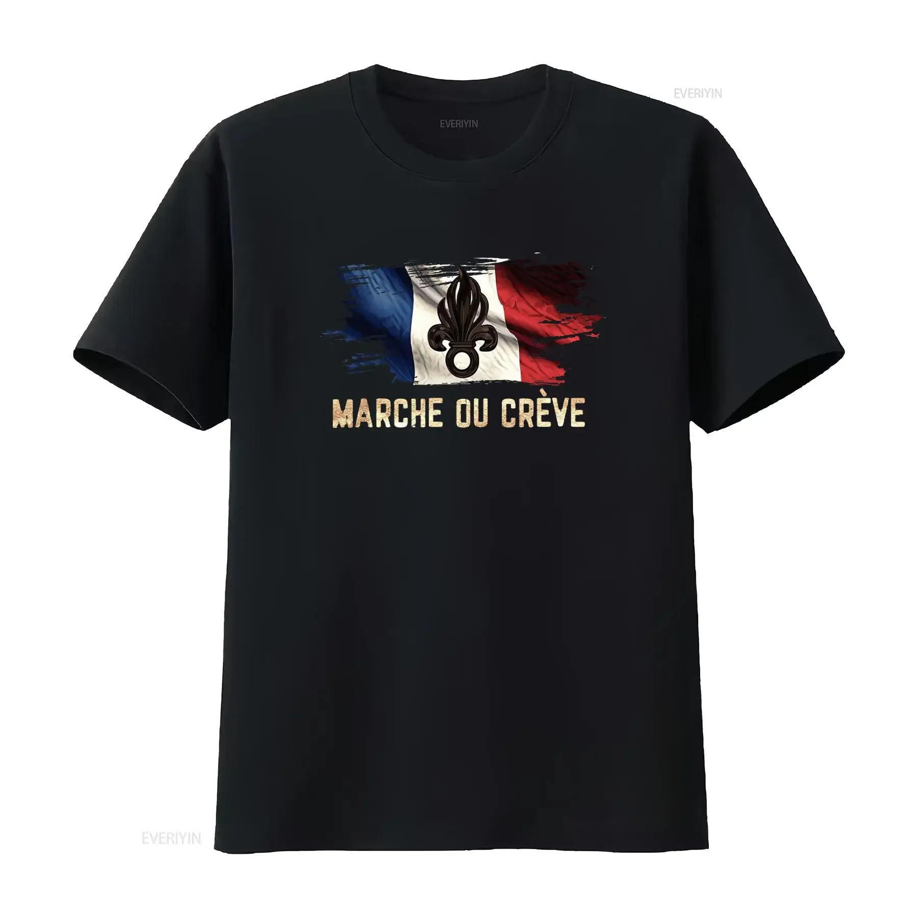French Foreign Legion March Ou Creve T Shirt for Men Stylish Walk Or Die Design on Premium Cotton vintage Washed