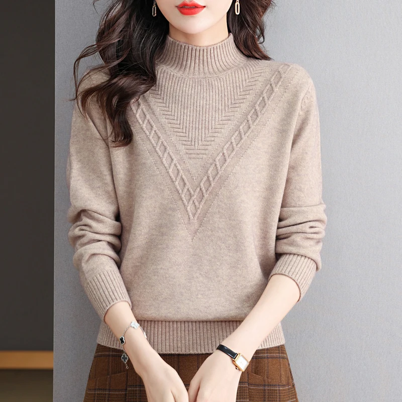 

Женский вязаный свитер с высоким воротником, осень-зима, новый Sle Dongguan Daliang, шерстяной ткацкий магазин спереди, длинный све