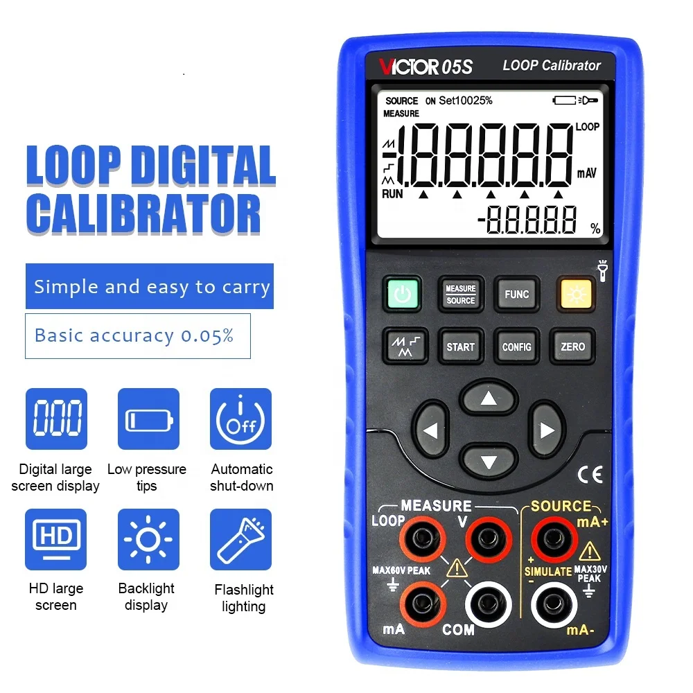 VICTOR 05S Multifunction Loop Process Calibrator DC Voltage and Current Output/Measurement Loop Multimeter Calibrator
