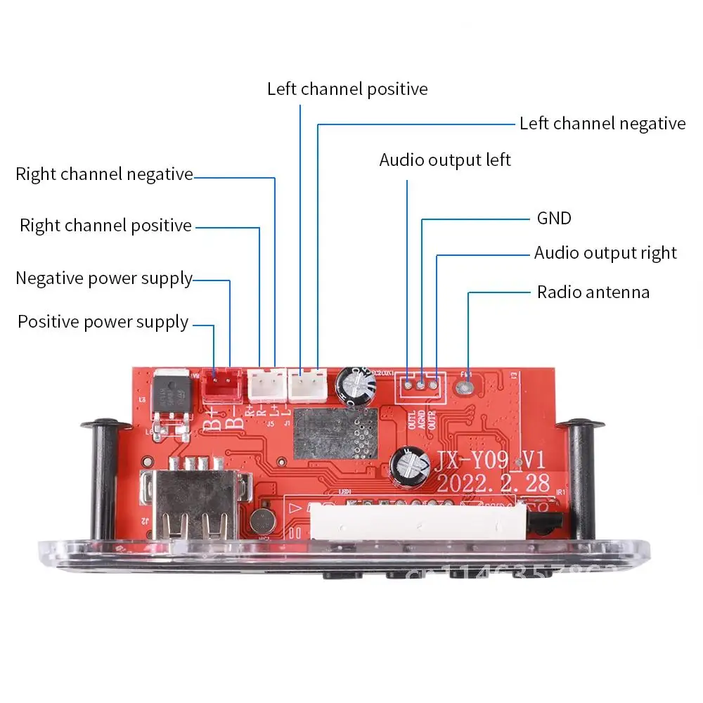 2*20W Amplifier 7-18V Stereo MP3 Decoder Board 40W 12V MP3 Player Bluetooth 5.0 USB Module FM AUX Radio Recording Handsfree Call