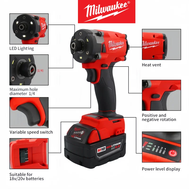 

M18 For Milwaukee 18V Battery pin Electric Cordless Wrench Brushless Screwdriver Impact Drill Power Tools Car Truck Repair