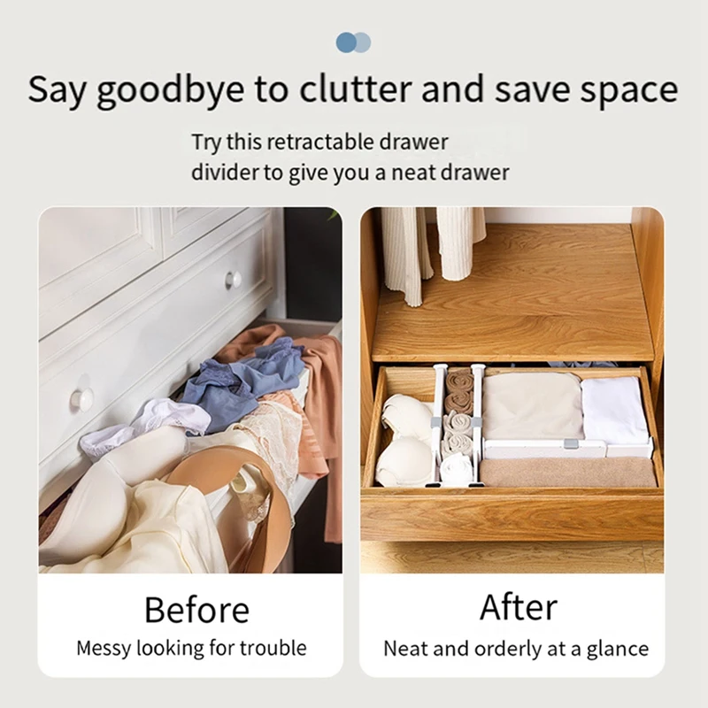 Organizer Adjustable Storage Retractable Drawer Partition Holder Household Clapboard Kitchen 4PC