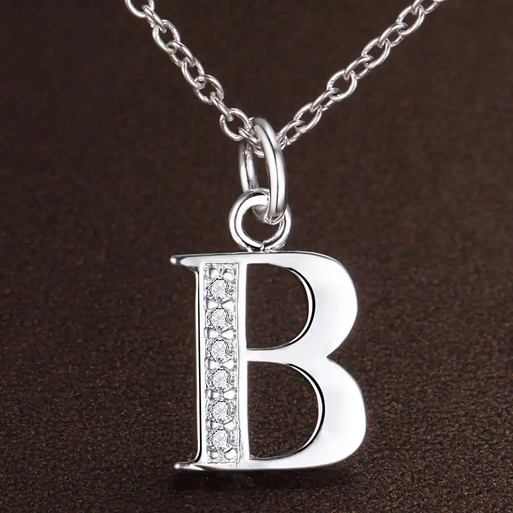 26 Buchstaben 925 Sterling Silber Halskette Anhänger für Damen Mode Schlüsselbein Kette Hochzeitsschmuck Party Geschenk Hohe Qualität – Detail 4