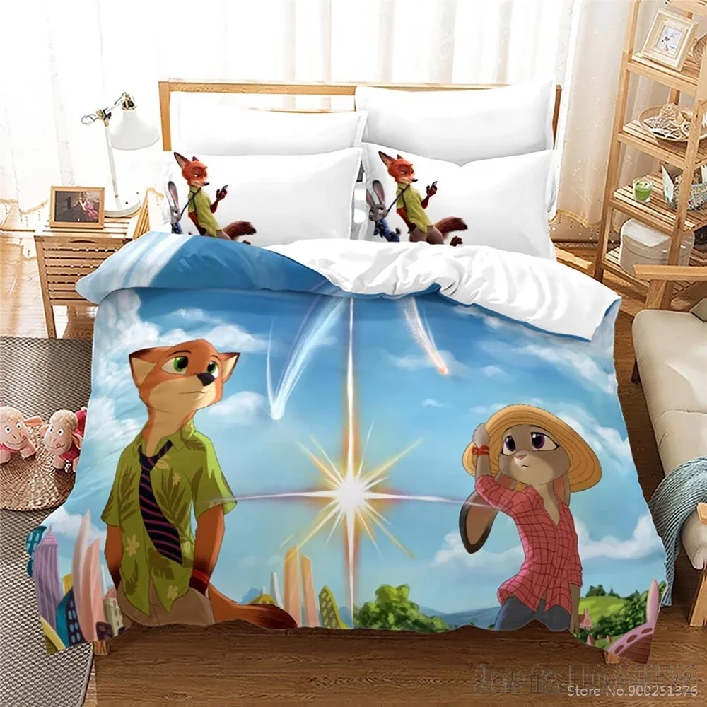 Zootopia zootropolis dos desenhos animados amor criança conjunto de capa edredão hd consolador capa roupas para crianças conjuntos cama decoração do quarto