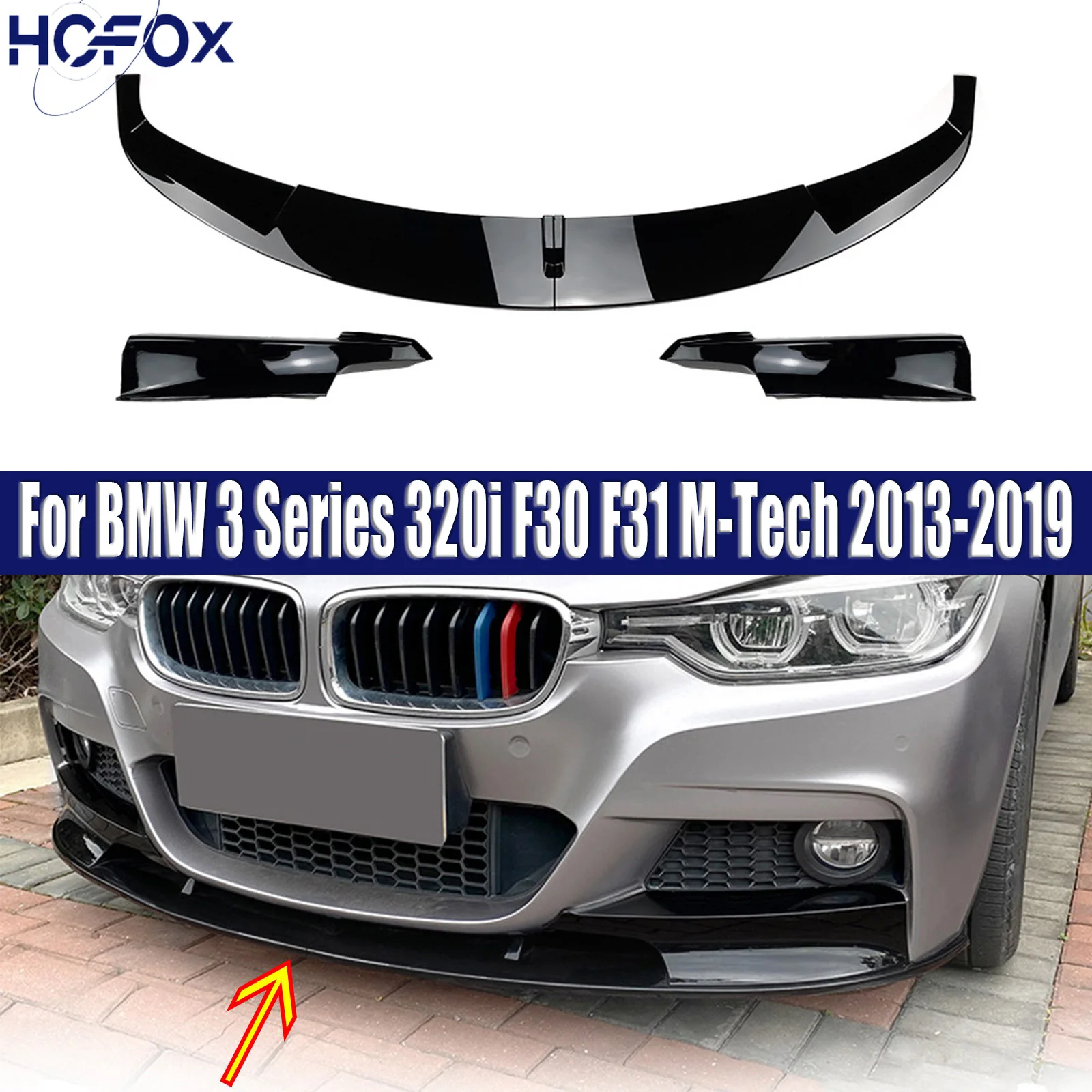 

For BMW 3 Series 320i F30 F31 M-Tech 2013-2019 Car Front Bumper Lip Canard Splitter Diffuser Body Kit Spoiler Tuning