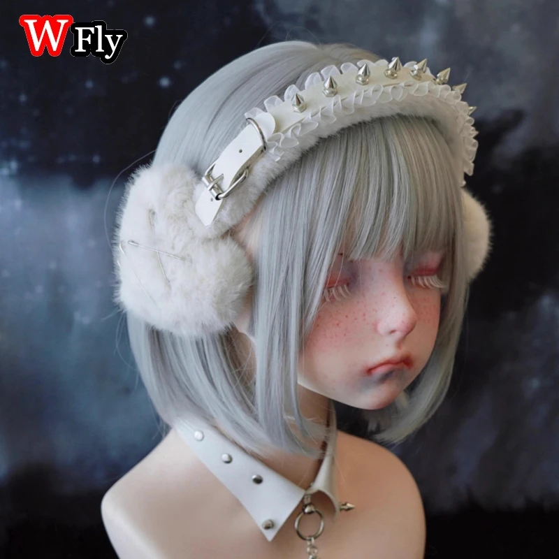 Princess Wind Lovely  Women’s Harajuku Steampunk Y2K GIRL keep warm fold headband lace rivetfoldable earmuffs Earmuff  Ear Muff