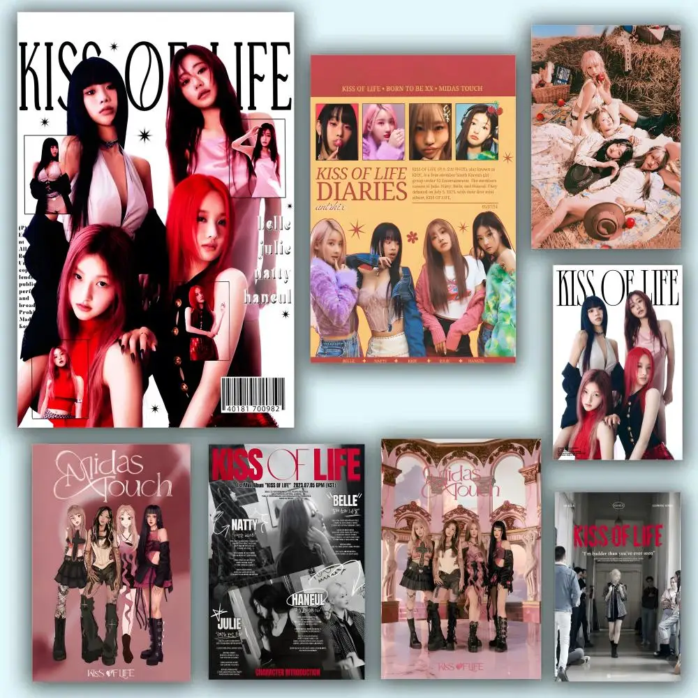 Poster HD Anime Hot Theme Singer/OST/Movie-Waterproof Self-Stick Home Decor Kpop Girl Group Kiss Of Life
